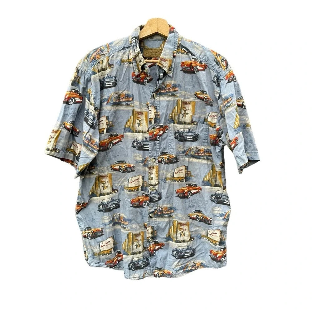 Clearwater Outfitters Men's Short Sleeve Shirt Size Large Classic Cars & Drive